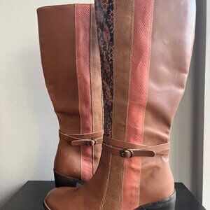 Benoit tall leather and suede boots.